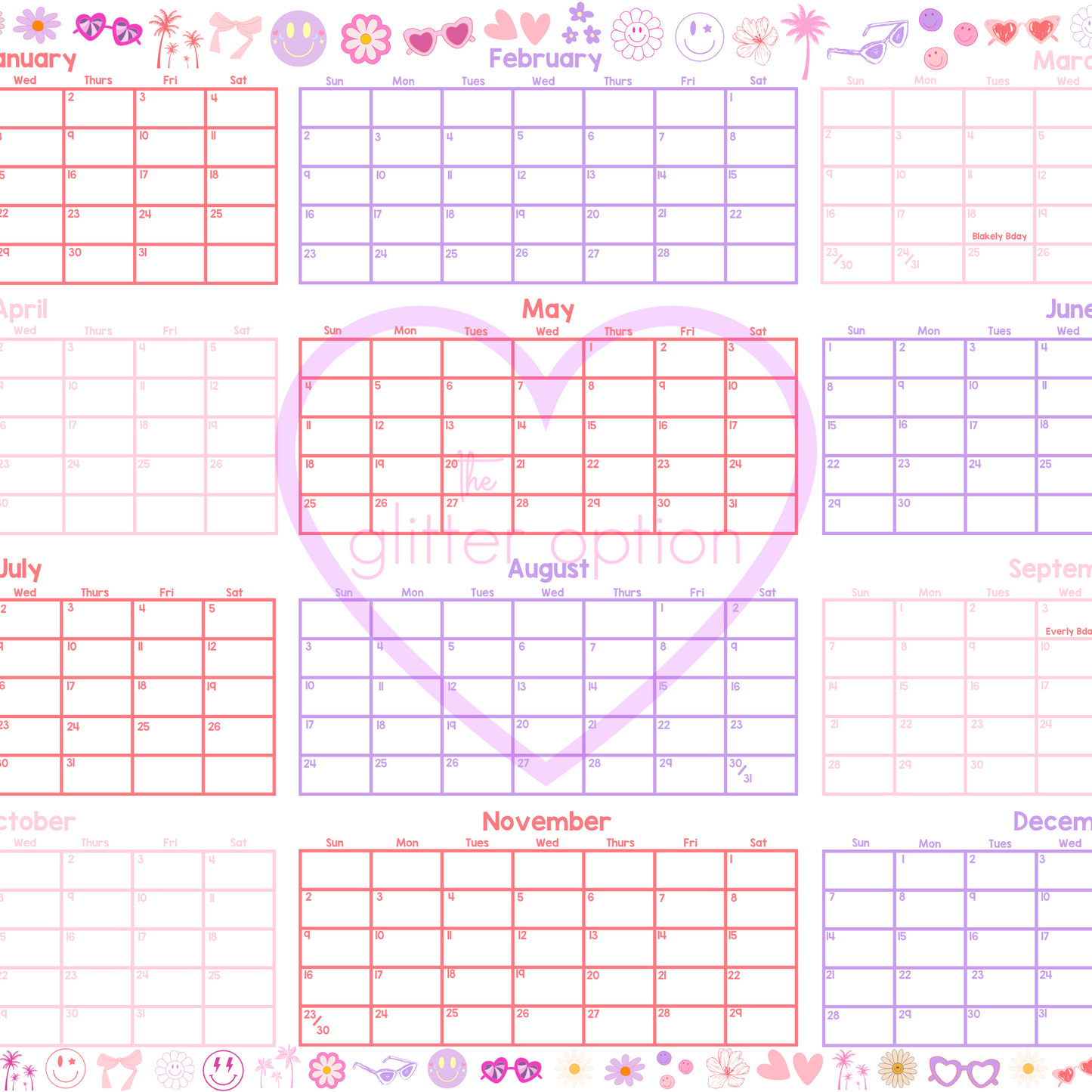 wall calendar poster