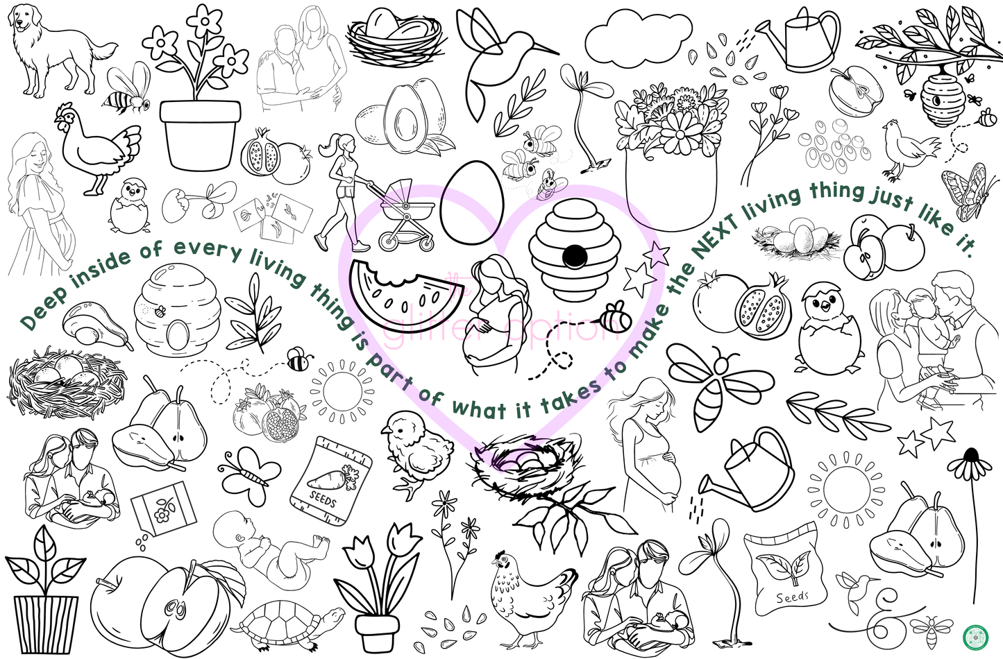 birds & bees coloring poster