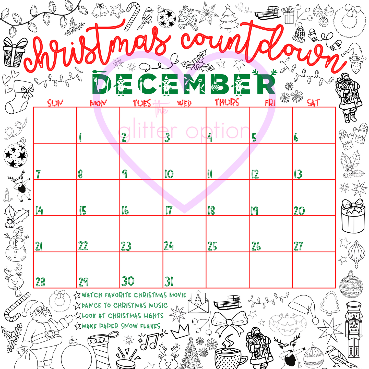 christmas countdown calendar