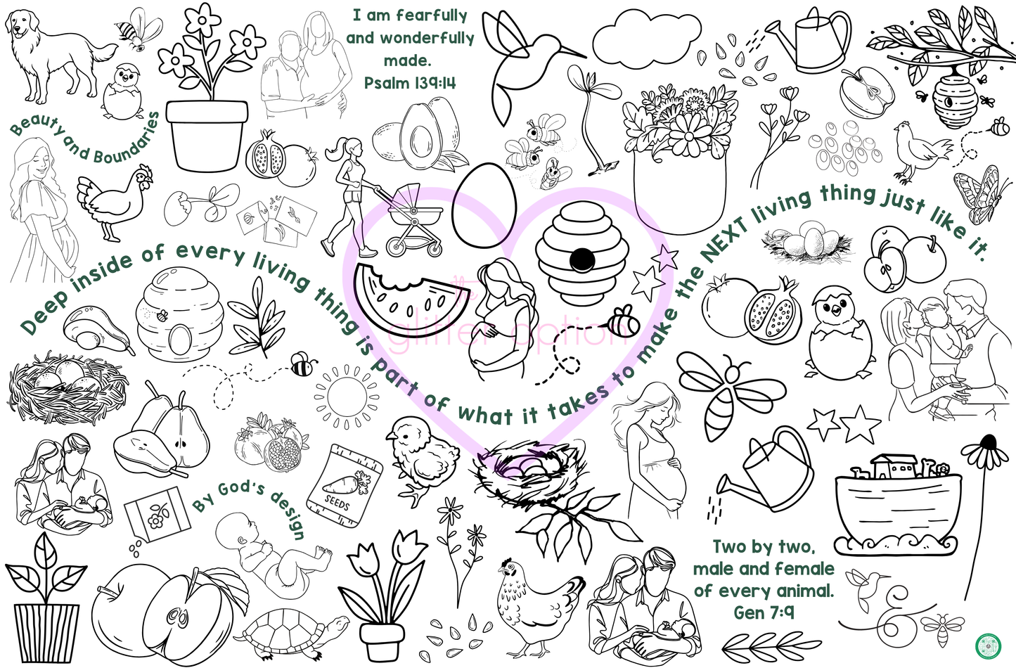 birds & bees coloring poster