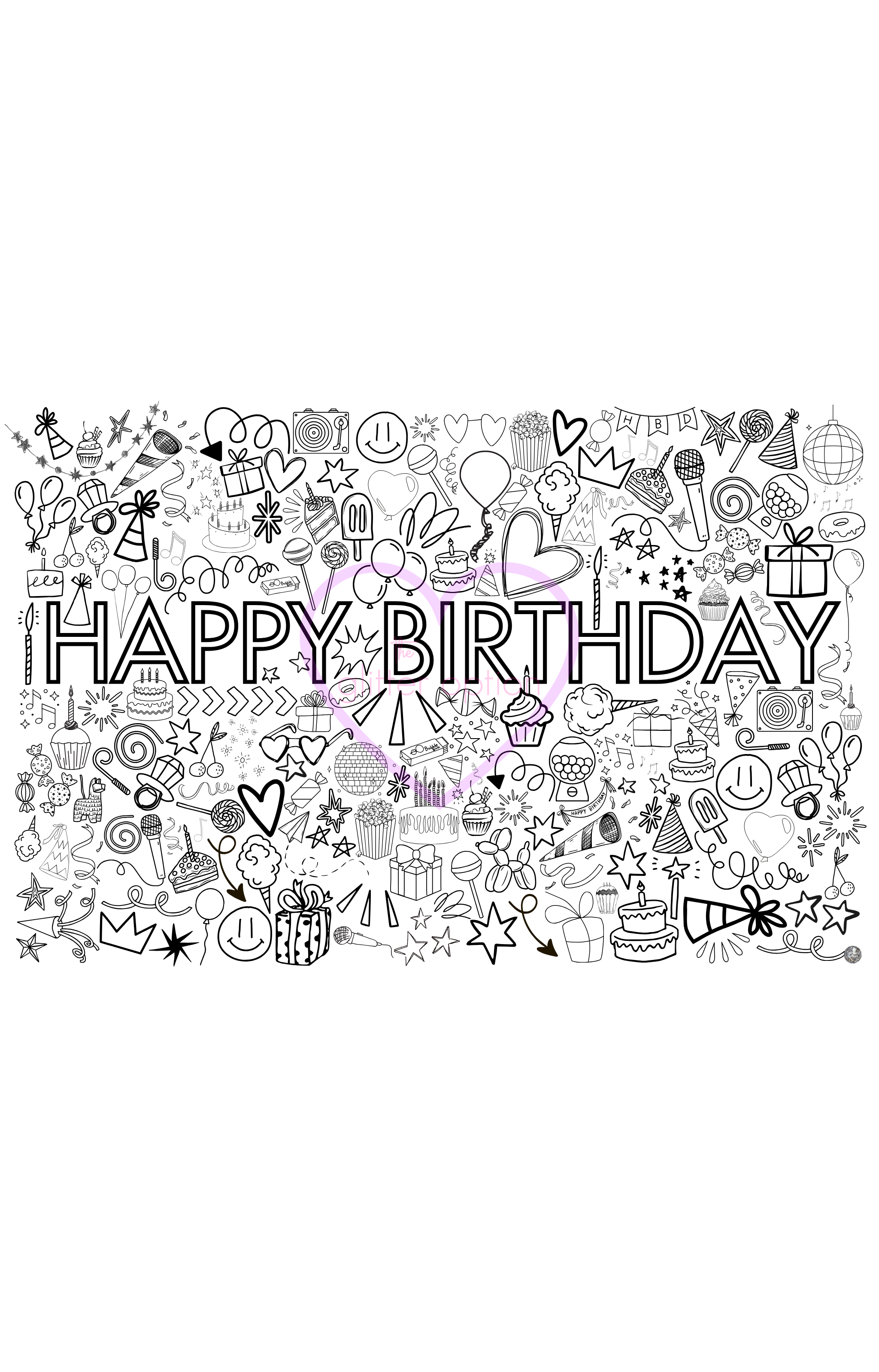 happy birthday coloring poster – The Glitter Option