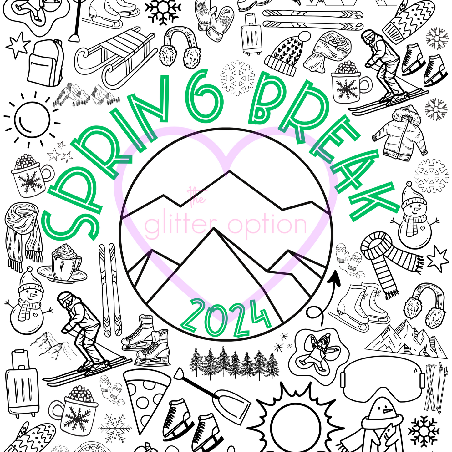 spring break mountains coloring page