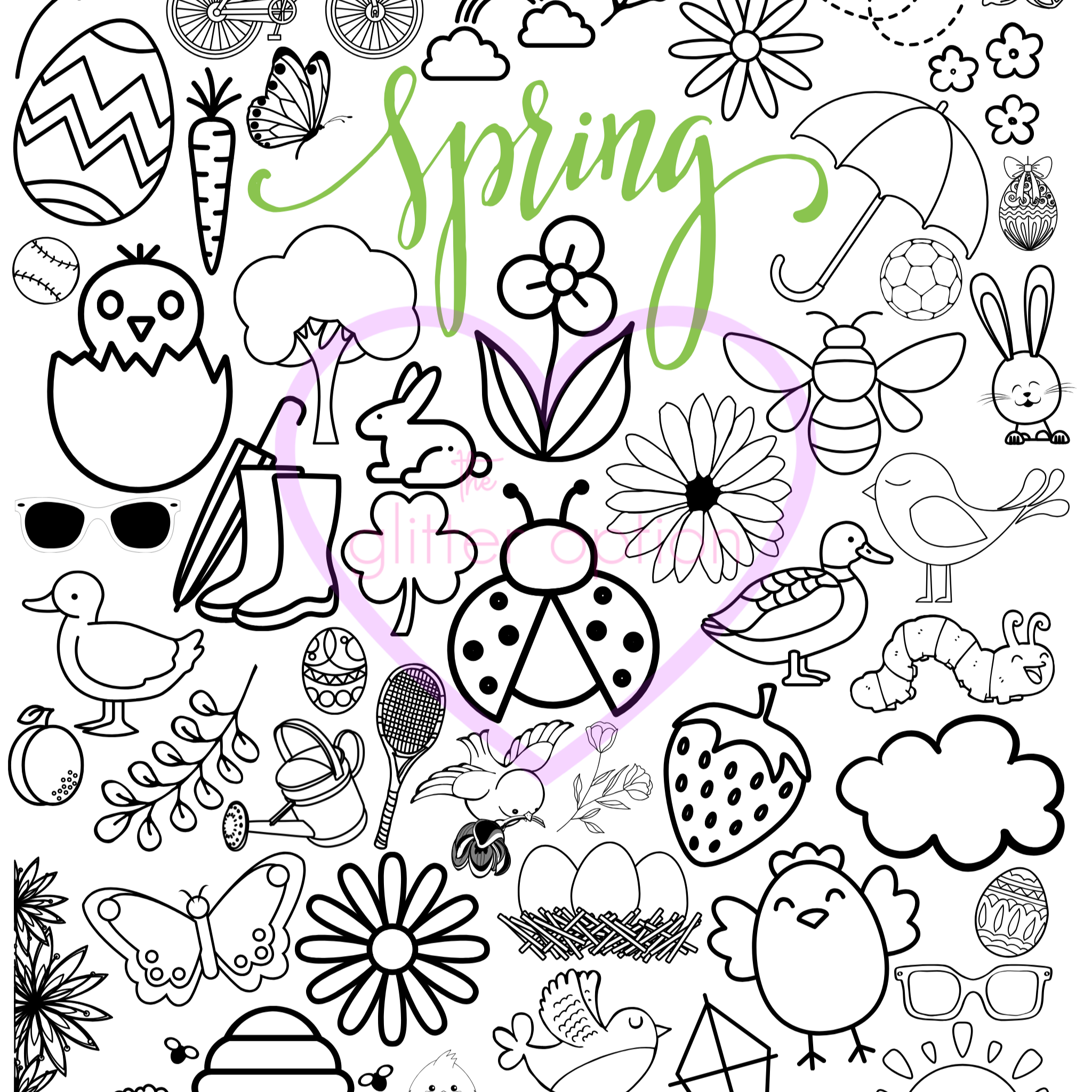 spring coloring page – The Glitter Option