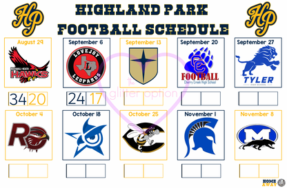 fall football schedule poster