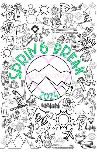 spring break mountains coloring page