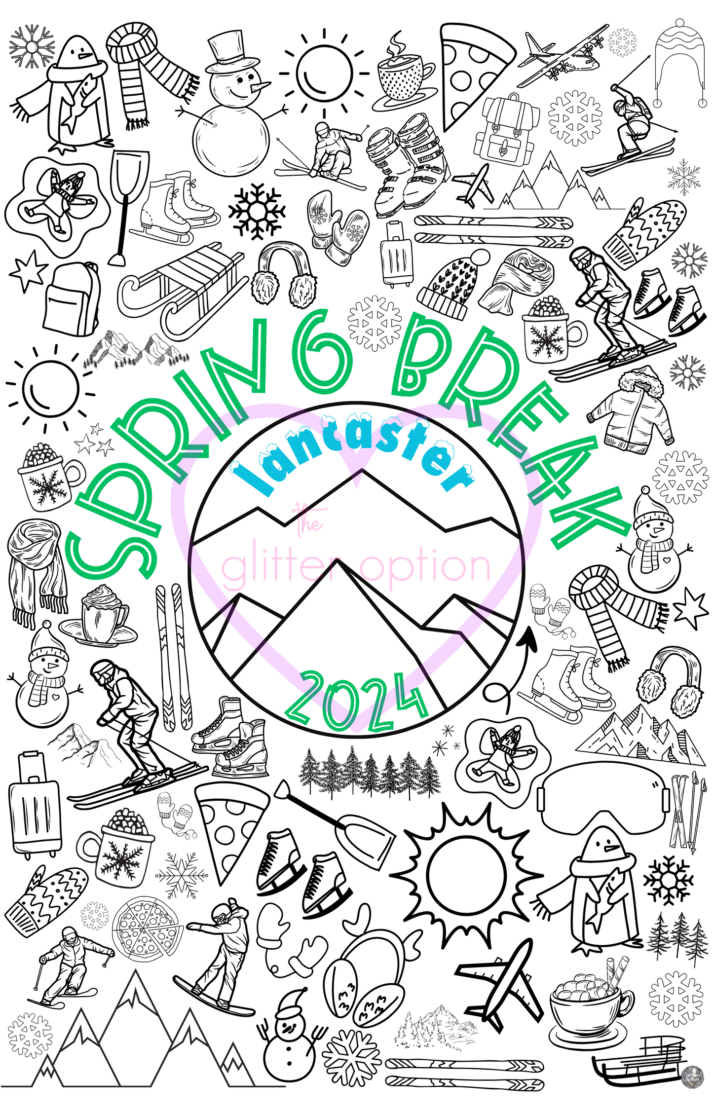 spring break mountains coloring page