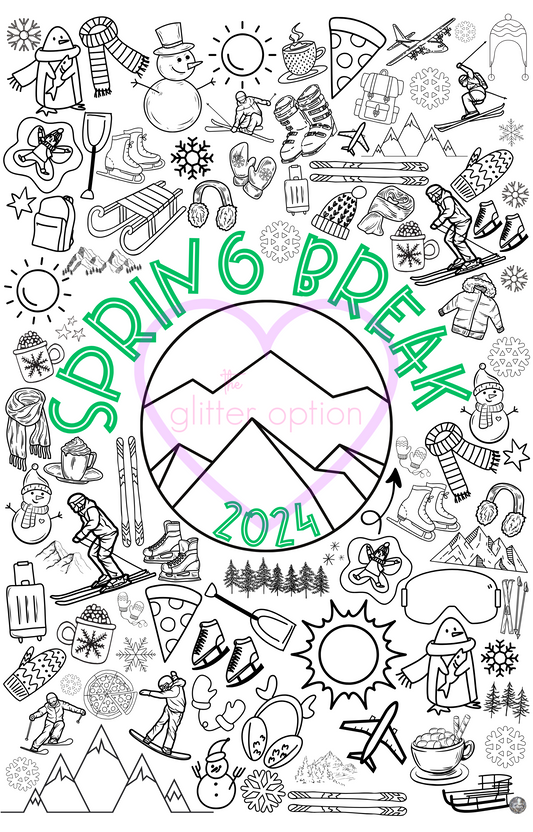 spring break mountains coloring page